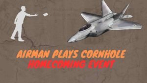 Read more about the article Airman Plays Cornhole at Homecoming Event